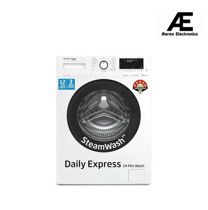 Voltas Beko 8.0kg, Inverter, 5 Star Front Load Washing Machine (WFL8012VTWA, White),Stain Expert