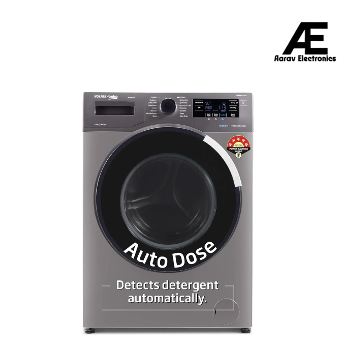 Voltas Beko 8.0kg, Inverter, 5 Star Front Load Washing Machine (WFL8014VTAP, Anthracite), Auto Dosing,Stain Expert