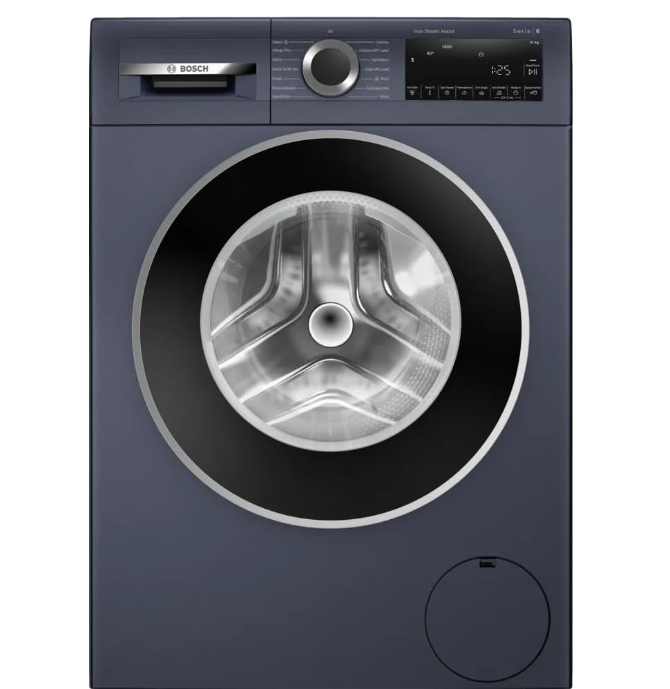 Bosch 10kg 5 Star Anti Stain &amp; AI Active Water Plus Fully Automatic Front Load Washing Machine with Built in Heater (WGA254ZPIN, Pretreatment, Iron Steam Assist &amp; Allergy Plus, Dark lake)