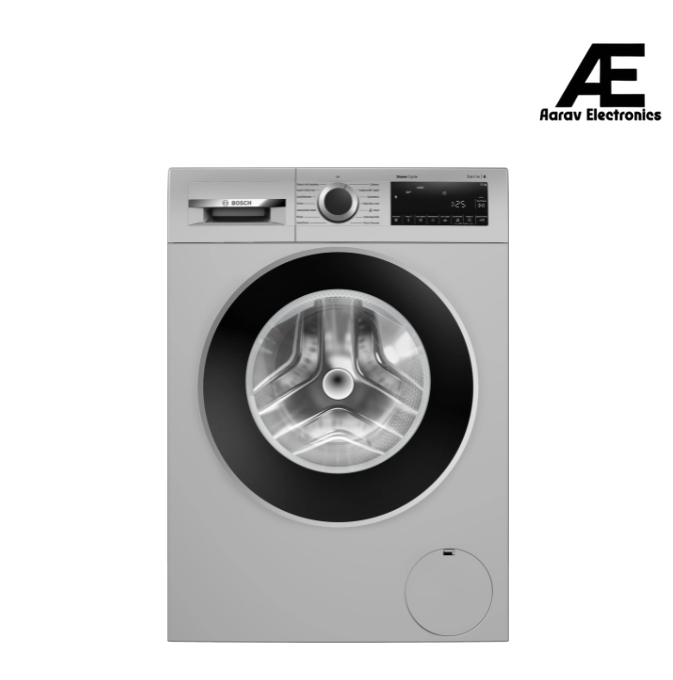 Bosch 12 Kg 5 Star Front Load Fully-Automatic Washing Machine, AI ActiveWater Plus, Steam Refresh Program for effortless ironing, Pre Soak & Pre Wash, Inbuilt Heater, Silver, WGA2740SIN