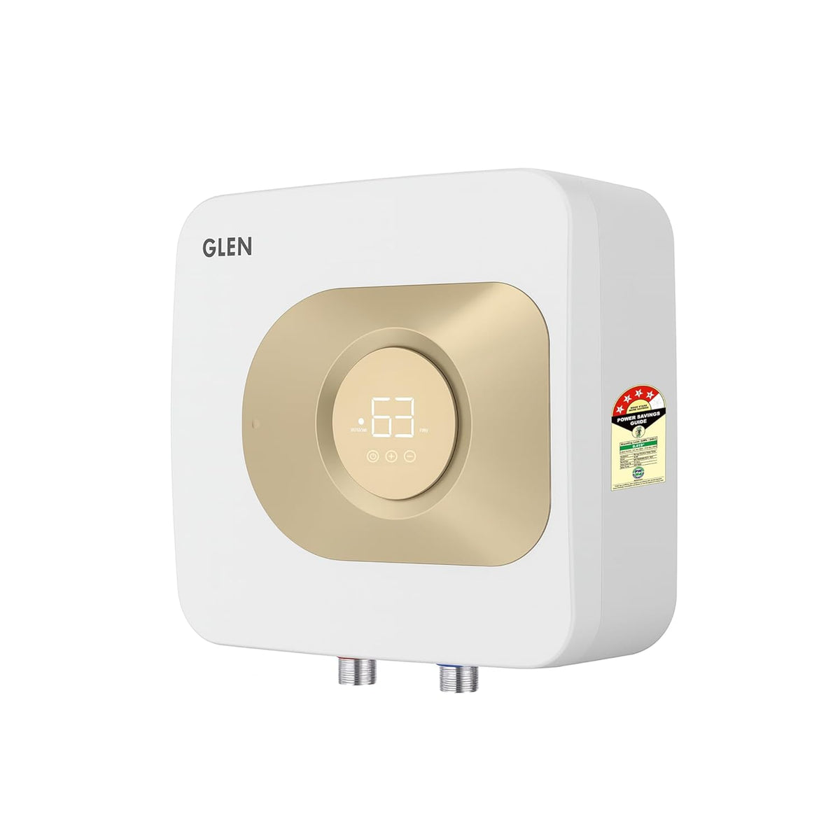 Glen Water Heater Digital Controls with Remote 15 Litre 2000W 8 Bar Pressure Glasslined Tank, 2 years warranty (WH-7055SQWH15LD) White