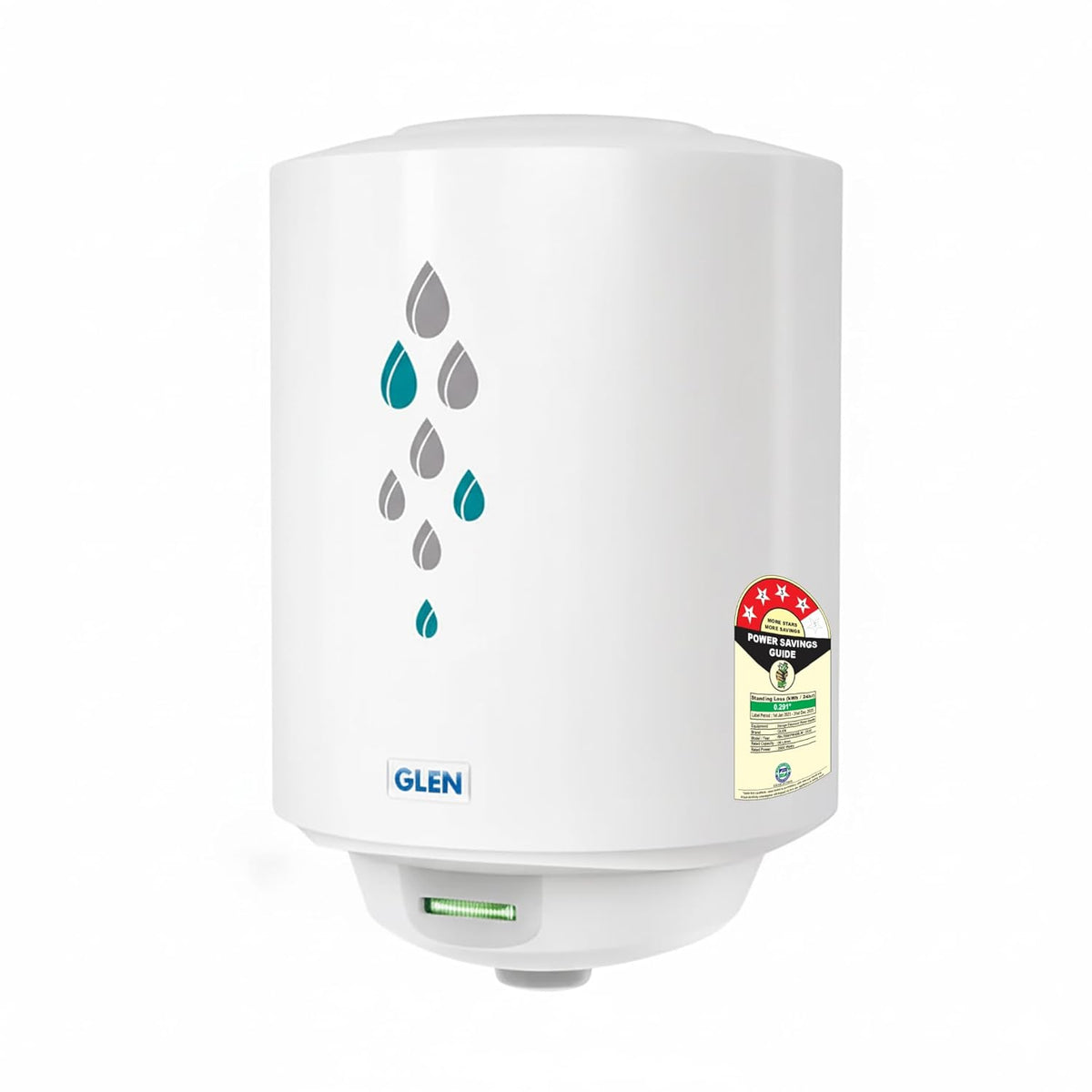 Glen Water Heater 6 Litre Vertical 2000W 8 Bar Pressure Glasslined Element and Tank, Temperature control 5 Star (7056)(WH-7056 6L), 2 Years Warranty
