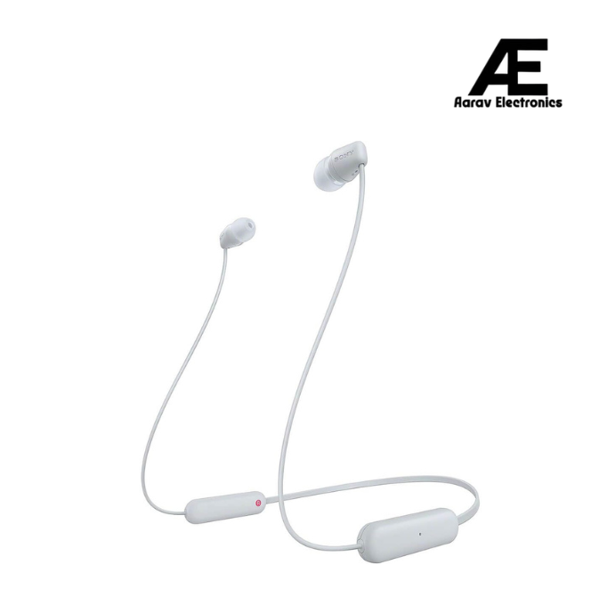 Sony WI-C100 Wireless Headphones with Customizable Equalizer for Deep Bass &amp; 25 Hrs Battery, DSEE-Upscale, Splash Proof, 360RA, Fast Pair, in-Ear Bluetooth Headset with mic for Phone Calls (White) Visit the Sony Store