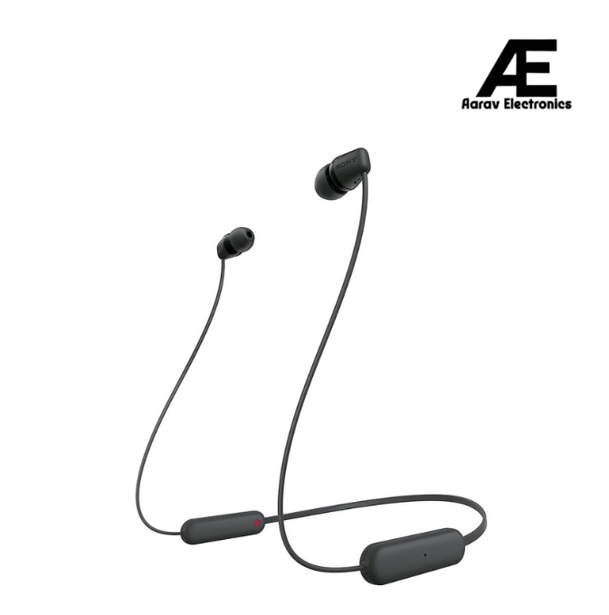 Sony WI-C100 Wireless Headphones with Customizable Equalizer for Deep Bass &amp; 25 Hrs Battery, DSEE-Upscale, Splash Proof, 360RA, Fast Pair, in-Ear Bluetooth Headset with mic for Phone Calls (Black)