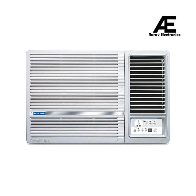 Blue Star 1.5 Ton 3 Star Inverter Window AC (Copper, Turbo Cool, Hydrophilic Blue Fins, Dust Filters, Self-Diagnosis, WIE318L, White)
