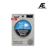Bosch 10 kg Front Load Fully-Automatic Condenser Tumble Dryer, 100% Drying, 5 Drying Options, Reduces 99.9% Allergens, Ready-to-Wear No Crease, Silver Inox, WQG2520XIN