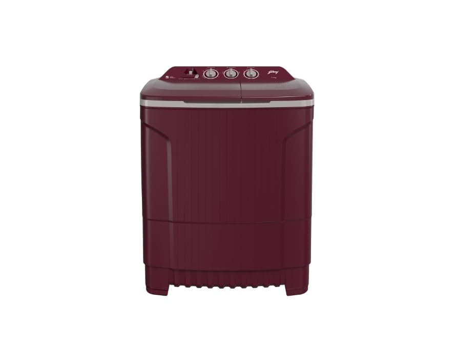 Godrej 7.5 Kg 5 star Edge Prima Semi-Automatic Top Loading Washing Machine (WSEDGE CLS 75 5.0 PRA MNRD, Wine Red, 100% rust proof poly propylene body)