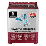 Samsung 7.5 Kg Inverter 5 Star Semi Automatic Top Load Washing Machine (WT75B3200RR/TL, Light Grey &amp; Red Base, Air turbo drying, 5 Year Warranty on Wash Motor)