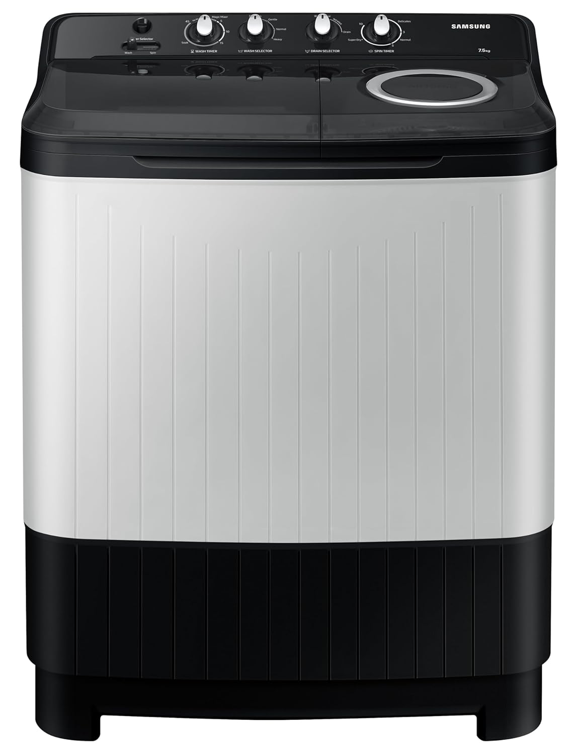 Samsung 7.5 kg, 5 Star, Semi-Automatic Top Load Washing Machine (WT75C3200GG/TL, Air Turbo Drying, Light Gray)