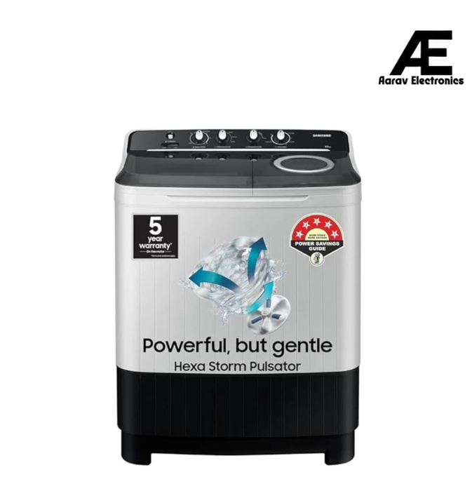 Samsung 9 kg, 5 star, Semi-Automatic Top Load Washing Machine (WT90C4260GG/TL, Air Turbo Drying, Light Gray)