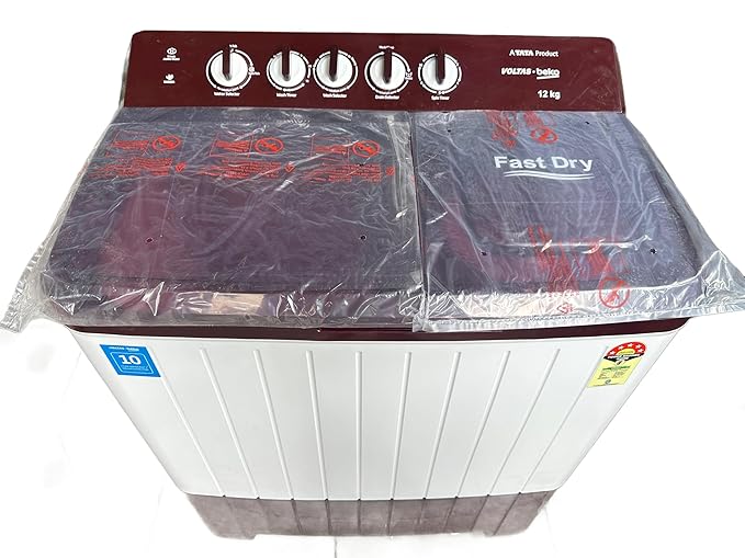 Voltas Beko Semi-Automatic Top Load Washing Machine, 12 Kg Capacity, 5 Star Burgundy(WTT120UPA/BRSSWH5PTDA)