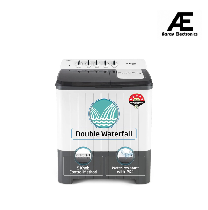 Voltas Beko, A Tata Product 14 Kg 5 Star Semi-Automatic Top Load Washing Machine (WTT140UPA/GR5KPTD, Grey, Special pulsator and Double waterfall Technology)