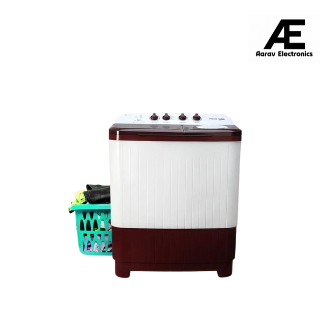 Voltas Beko 7 kg with Fast Dry Double Waterfall 5 Wing Pulsator Semi Automatic Top Load Washing Machine (Maroon &amp; White, WTT70DBRTF)