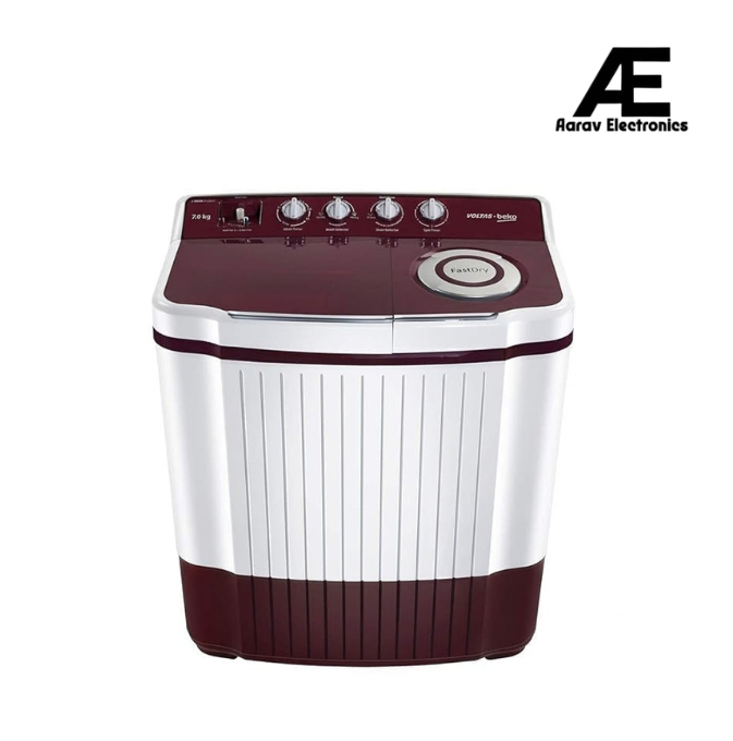 Voltas Beko 7 Kg 5 Star Semi Automatic Top Load Washing Machine with Collar Scrubber, 1350 RPM – Burgundy – WTT70DLIM/BRSSWH5POD