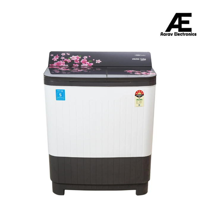 Voltas Beko WTT85DGRG/FLRS5 8.5 Kg 5 Star Semi Automatic Washing Machine  Double Waterfall Soft Glass Lid