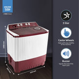Voltas Beko by A Tata Product 12 kg A Tata Product Anti-allergen Hygiene Boost Washing Machine with Fast Dry and Water Proof IPX4 Panel Semi Automatic Top Load Maroon, White  (WTT120ABRT/HB)