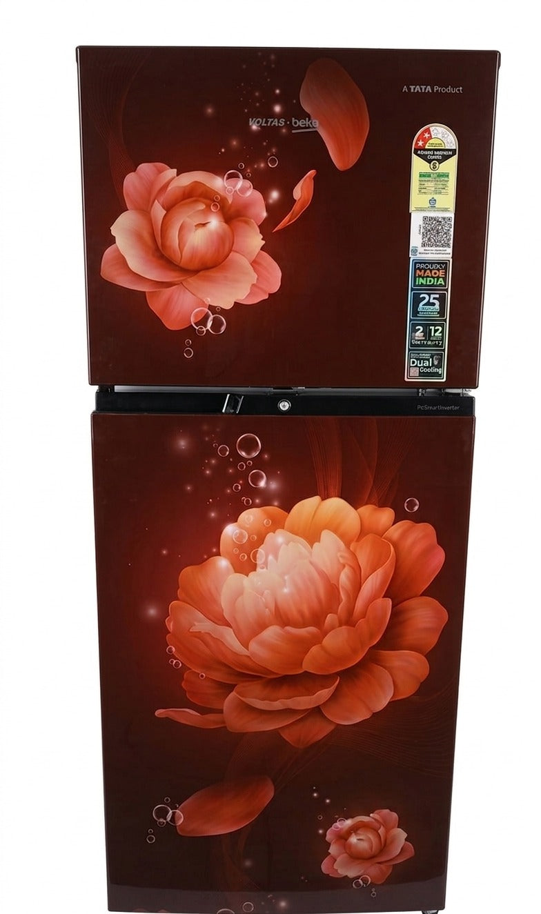 Voltas Beko RFF270C/2WPV100RBWD 230L 2 Star Frost Free Double Door Refrigerator ProSmart Inverter | Blossom Wine