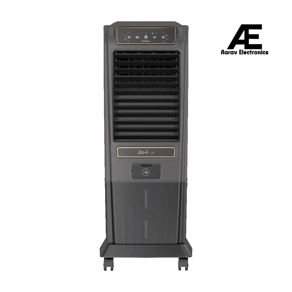 Havells Zurii 25L Tower Air Cooler for home | Electronic Panel with Remote | Powerful Air Delivery | High Density Honeycomb Pads | Ionizer and Dust Filter | Heavy Duty (Black)