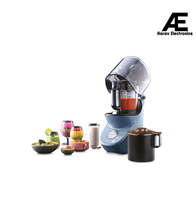 USHA Abs iChef Blender Heater|1000 W|Quadra Noise Reduction Technology For Super Silent Operation|6 Functions: Soup making, Blending, Grain & Nut milk, Pureeing, Dry Grinding and Wet grinding (Blue)