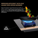 Faber Utopia Pro 90cm 3 Burner Built-In Gas Hob | 8mm Toughened Black Glass | Auto Electric Ignition | Cast Iron Pan Support - HOB Utopia Pro HT 903 BR CI