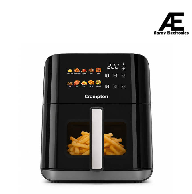 Crompton Ameo Edge 5L Digital Air Fryer – NutriGuard Technology, 10 Preset Menus & SilentPro Technology