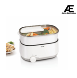 Glen 3 In 1 Multi Cooker &amp; Food Steamer, 600W, With Nonstick Pot, 2 Power Settings, Vegetable Steaming Tray, Cook Steam &amp; Boil, Multicooker Egg Boiler Machine (SA-3051MFS), 1.2 Liters