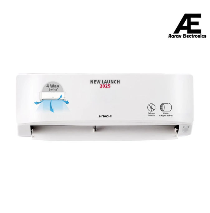 Hitachi 1 Ton Class 3 Star Long Air Throw Fixed Split AC (100% Copper, 4-Way Swing, Dust Filter, 3200FL RAS.B312PCAIBA1, White)