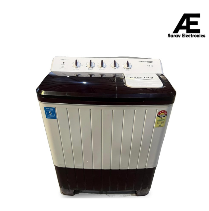 Voltas Beko WTT85UHA/BRSSWH5POD 8.5 Kg 5 Star Semi Automatic Top Load Washing Machine | Air Dry, 1350 RPM, Burgundy