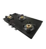 Faber 77 cm 3 Burner Gas Cooktop with Brass Burners, Manual Ignition & Powder-Coated Finish – Cooktop Onyx 3BB BK CI
