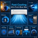 Blue Star IA324VXUS 2 Ton 3 Star Inverter Split Air Conditioner | V Series | Copper Condenser | 4-Way Swing | AI Pro | White