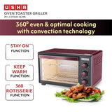 Usha 29 Litre (OTGW 3629R) Oven Toaster Grill (Wine &amp; Matte Black) 1600 W