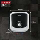Usha Aquabuddy 25 Litre Storage Water Heater with Free Installation (White Black)