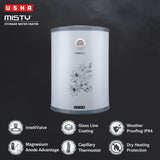 Usha Misty 25 Ltr 2000-Watt 5 Star Storage Water Heater (Grey Magnolia),With Free Installation And Connection Pipes
