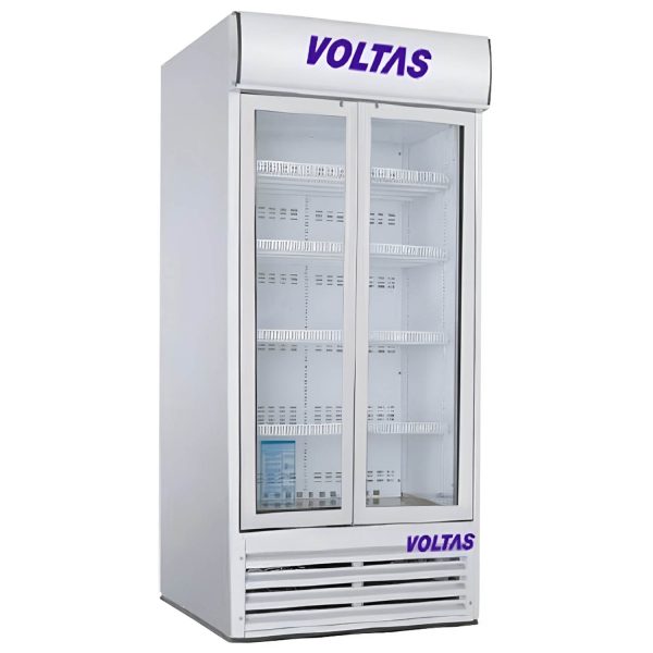 Voltas 988 Liter Double Door Visi Cooler with Self-closing glass door, 10 adjustable shelves and Lock and Drain for easy cleaning, White, VC GT 1000 DDV (5410752) (Open Box / Without Box)