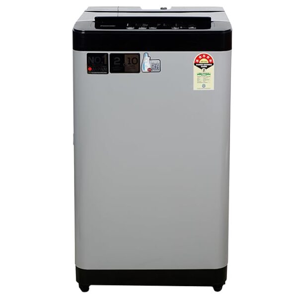 Panasonic 7.5 Kg 5 Star Fully-Automatic Top Load Washing Machine (2024 Model, NA-F75LR1MRB, Middle Free Silver, 8 Wash Program, Antibacterial Water Inlet)