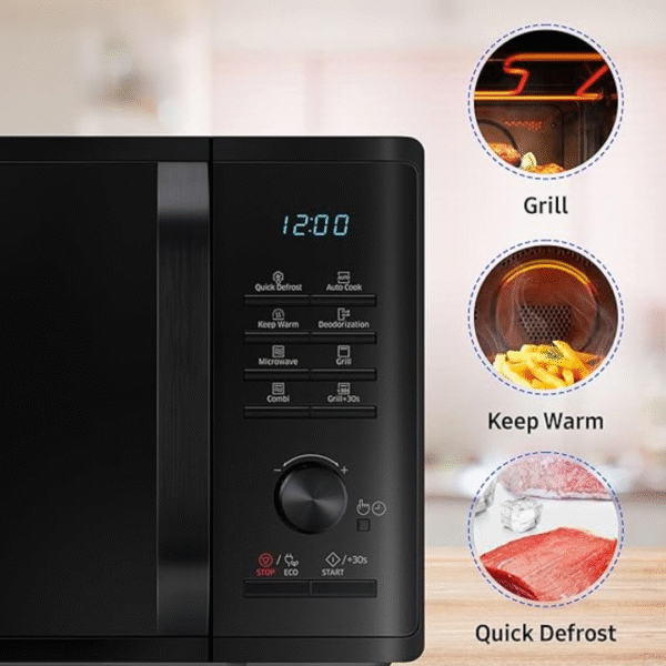 Samsung 23 L Grill Microwave Oven (MG23A3515AK/TL, Black, Various Auto Cook Programs, Keep Warm, Quick Defrost, LED Display, Ceramic Enamel Cavity, Wire Rack with 10 year warranty) - Image 2