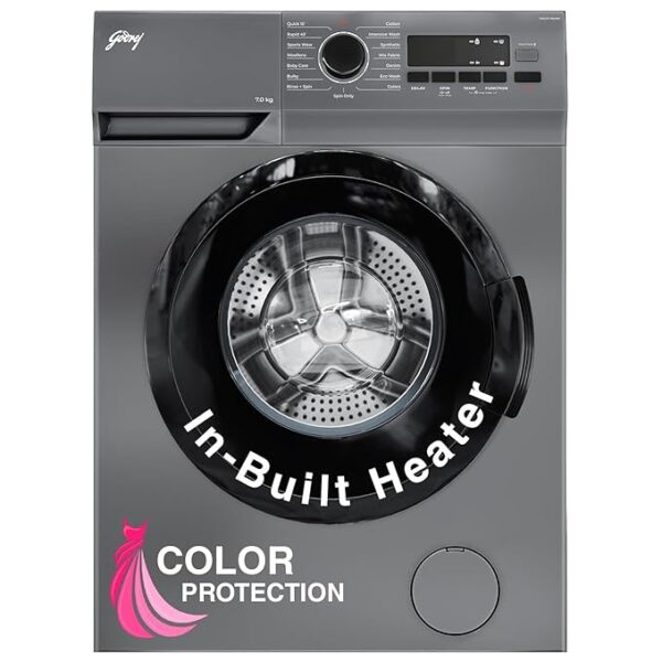 Godrej 7 Kg Eco-Wash With 90 ÂºC Hot Wash Fully-Automatic Front Load Washing Machine (2024 Model, WFEON ARG 7012 5.0 FEBT SLSR, Silver Stream)