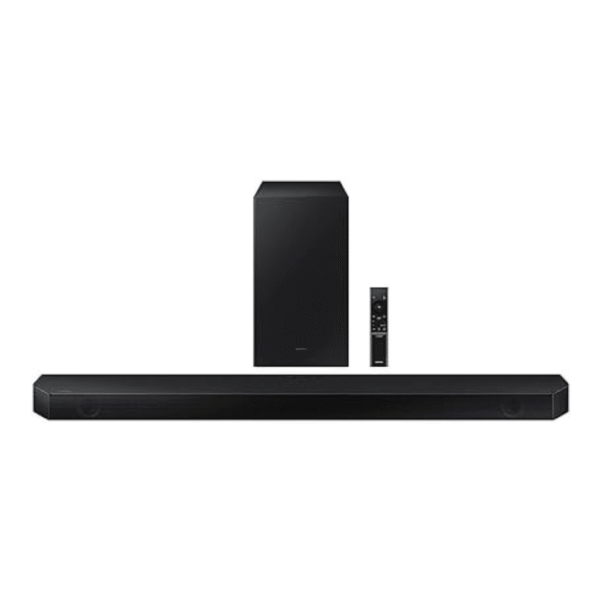 Samsung Q-Symphony Soundbar (HW-Q600C/XL), USB, Bluetooth with 3.1.2 Channel, Wireless Subwoofer, and 2 Up-Firing Speakers, Dolby Atmos Music (Black)