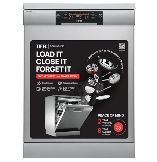 IFB 16 Place Settings Ã¢â‚¬Å½Hot water wash Free Standing Dishwasher (Neptune SX2, Pearl Grey, In Built Heater with Turbo Drying, Perfect for Indian Utensils)