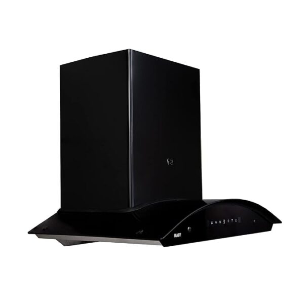 KAFF 60 CM Filter-less Auto Clean Curved Glass Kitchen Chimney, 1180 m3/hr Suction Capacity with Motion Sensor, Touch Control, Black Glass Front Panel (ROVER DHC 60, Black)