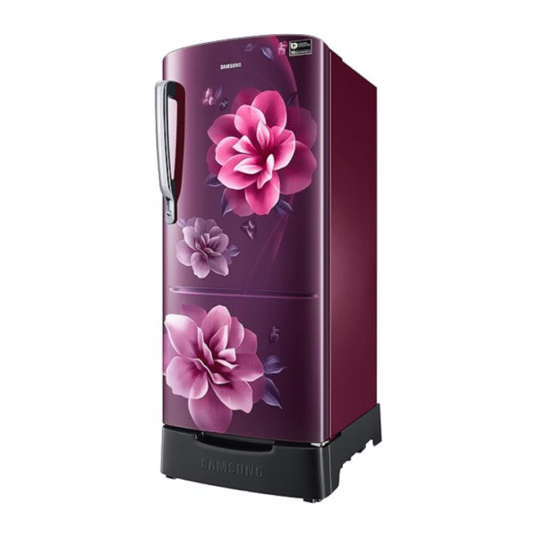 Samsung 183 L, 5 Star, Digital Inverter, Direct-Cool Single Door Refrigerator (RR20D2825CR/NL, Red, Camellia Purple, Base Stand Drawer) - Image 2