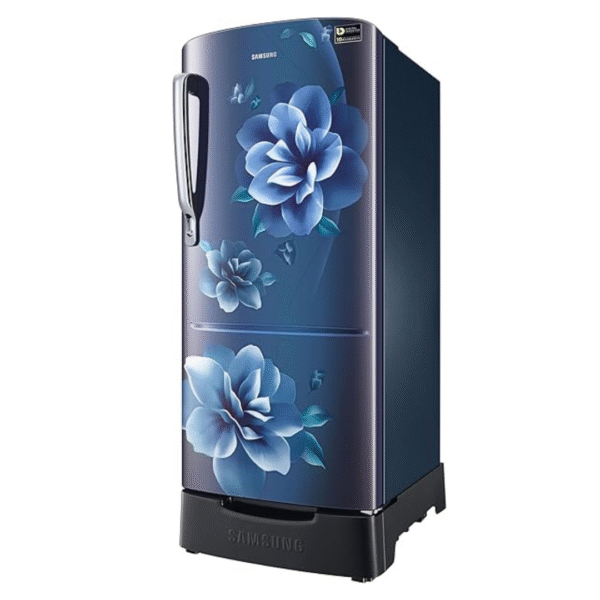 Samsung 183 L, 5 Star, Digital Inverter, Direct-Cool Single Door Refrigerator (RR20D2825CU/NL, Camellia Blue, Base Stand Drawer) - Image 2