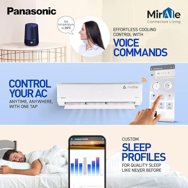 Panasonic WU 7 in 1 Convertible 1.5 Ton 3 Star Inverter Split Smart AC with Voice Assistant (2025 Model, Copper Condenser, CS/CU-WU18BKYFM) - Image 7