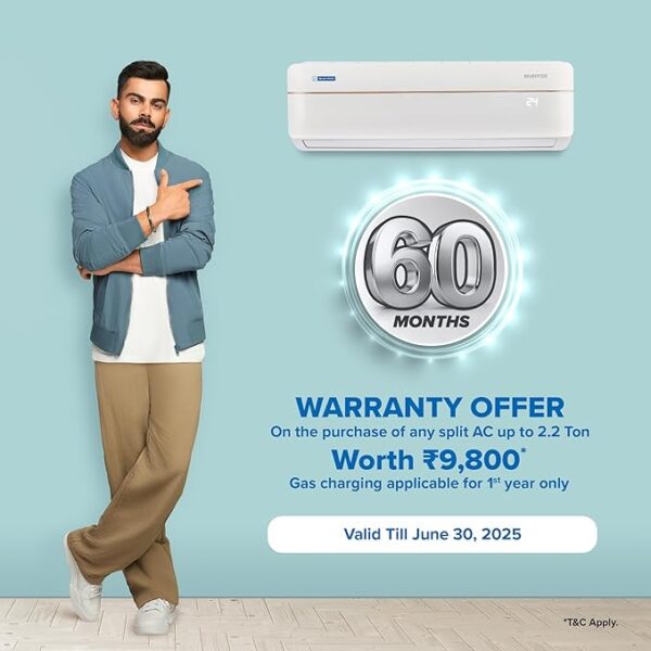 Blue Star 1.5 Ton 3 Star Wi-Fi Inverter Smart Split AC (Copper, 5 in 1 Convertible Cooling, 4-Way Swing, Turbo Cool, Voice Command, IC318VNUS, White) - Image 7