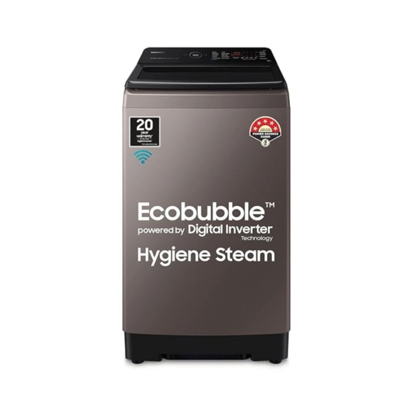 Samsung 10 Kg '5 star Ecobubbleâ„¢ Wi-Fi Inverter Fully Automatic Top Load Washing Machine (WA10BG4686BRTL, Rose Brown), Bubble Storm & Super Speed technology