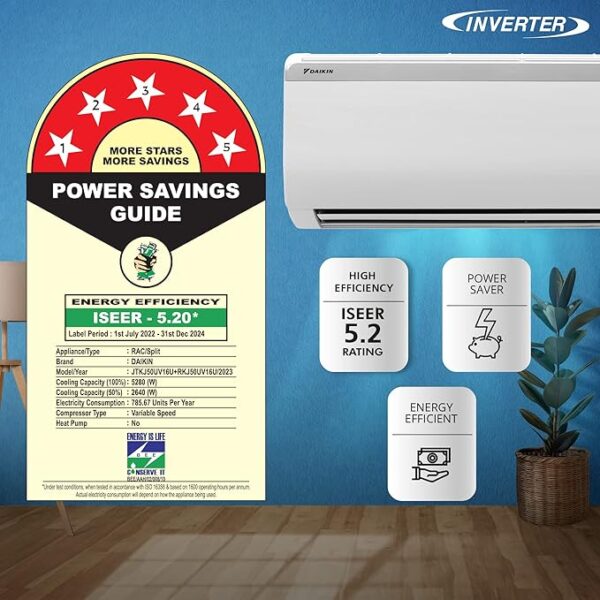Daikin 1.5 Ton 5 Star Inverter Split AC (Copper, PM 1.0 Filter, 2022 Model, JTKJ50U, White) - Image 5