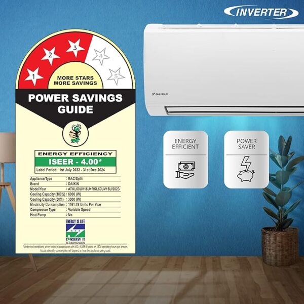 Daikin 1.8 Ton 3 Star Inverter Split AC (Copper, Anti Bacterial Filter, ATKL60UV16, White) - Image 6
