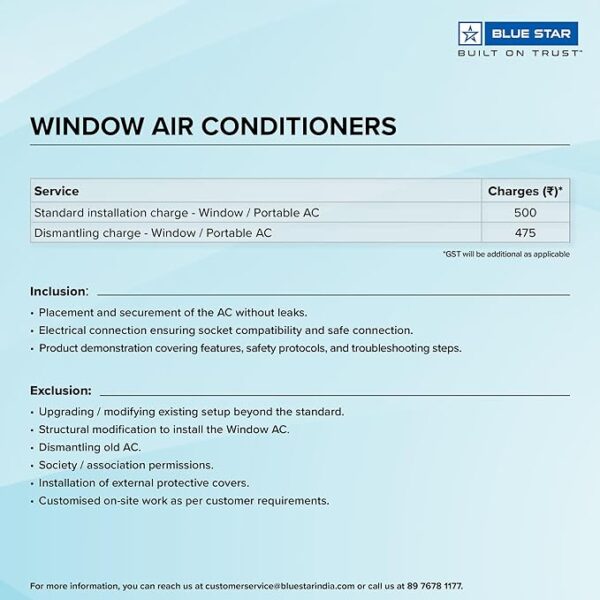 Blue Star 1.5 Ton 3 Star Fixed Speed Window AC (Copper, Turbo Cool, Fan Modes-Auto/High/Medium/Low, Hydrophilic Blue Fins, Dust Filters, Self-Diagnosis, WFE318P, White) - Image 4