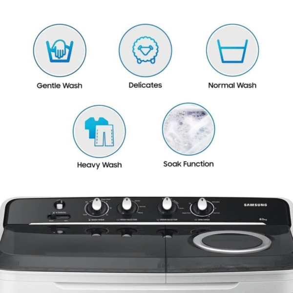 Samsung 9 kg, 5 star, Semi-Automatic Top Load Washing Machine (WT90C4260GG/TL, Air Turbo Drying, Light Gray, 2023 Model) - Image 3