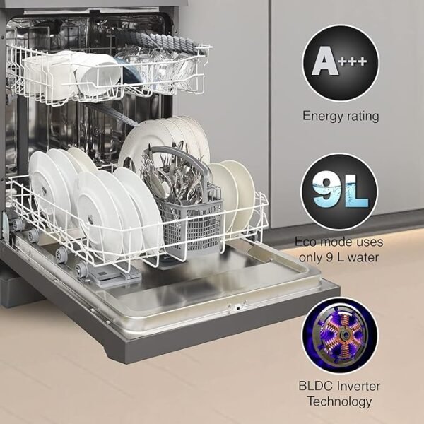 Godrej Eon Dishwasher |12 place setting | Anti-Germ CrystaLight powered by UV Technology | Extra Hygiene Function| Perfect for Indian Kitchen| A+++ Energy rating | DWF EON VES 12B UTI GPGR - Image 6